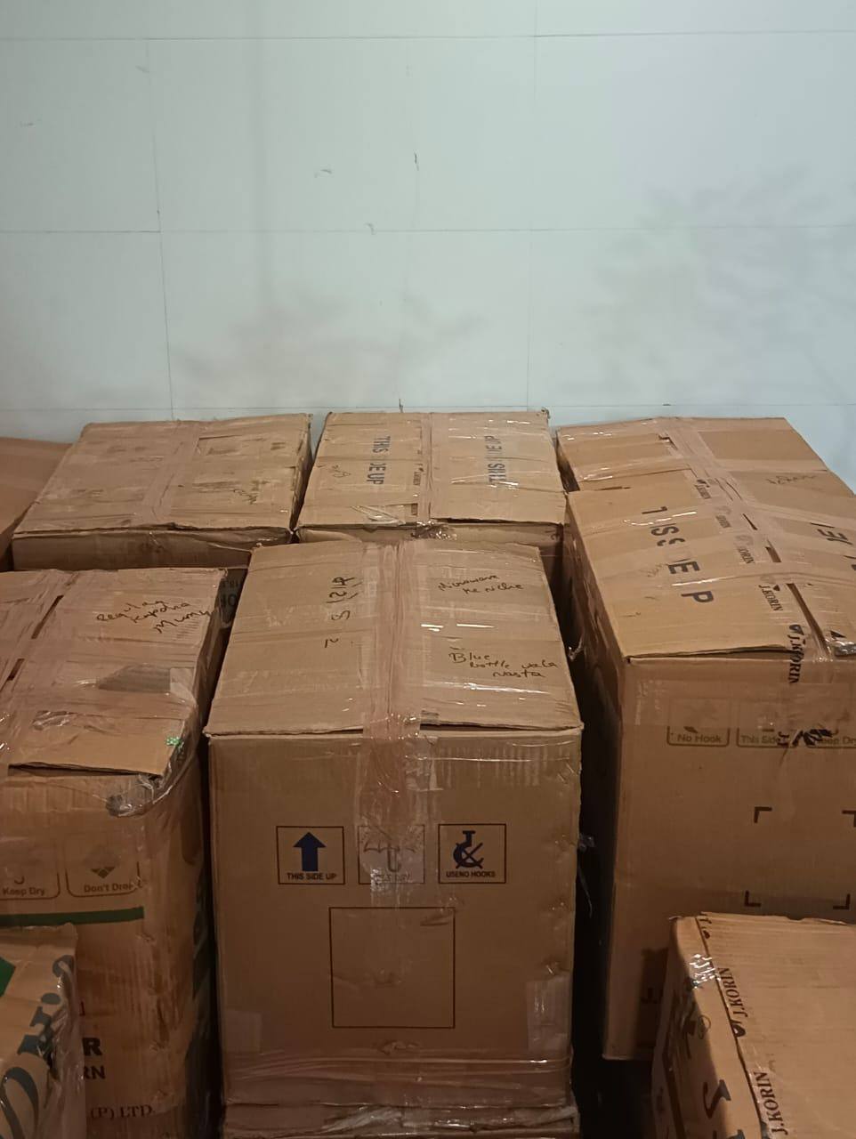 Neatly labelled packed cartons ready for local shifting in Surat by Speed Move